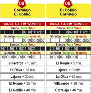 Bus Schedule Fuerteventura Line 08